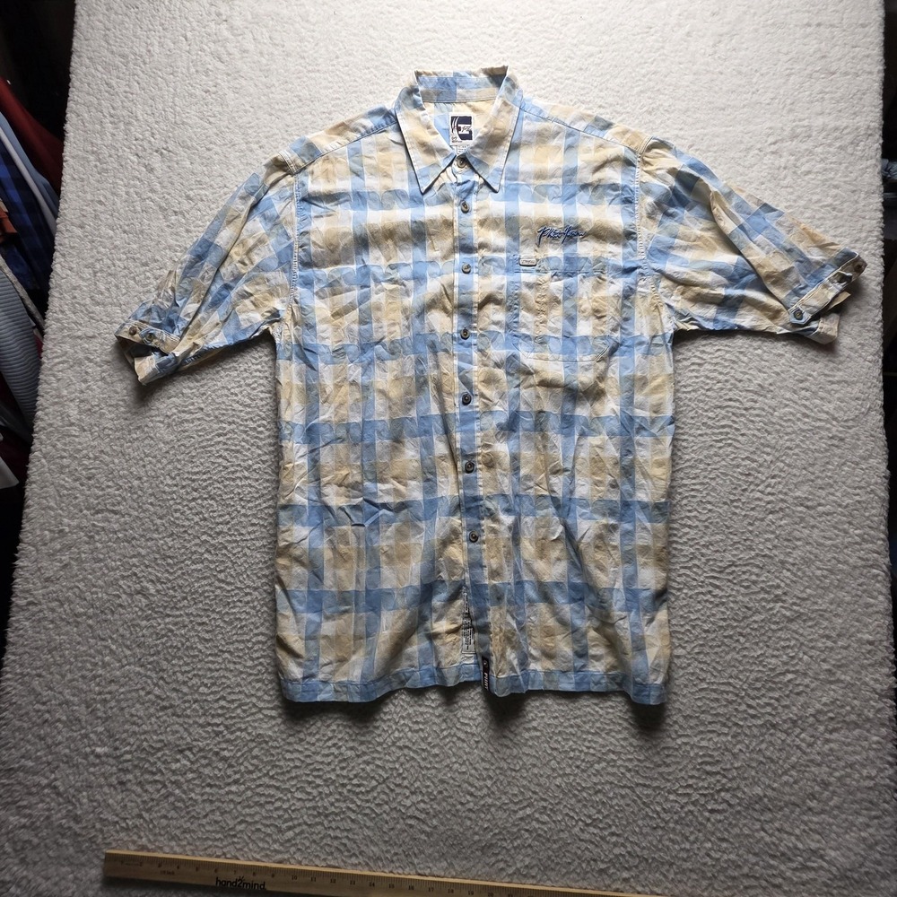 Phat Farm Shirt Mens XL Multicolor Geometric Short Sleeve Cotton Button-Up